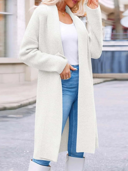 Open Front Longline Coat S / White