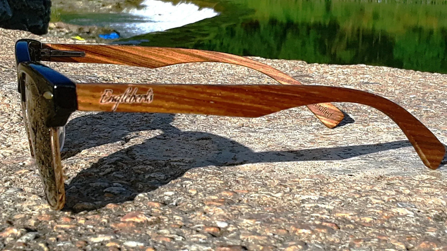 Real Walnut Wood Club Style Sunglasses, Polarized Lenses Default Title