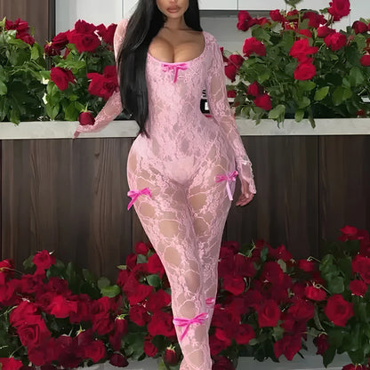 Women's see-through clubwear jumpsuit