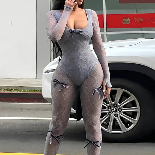Women's see-through clubwear jumpsuit