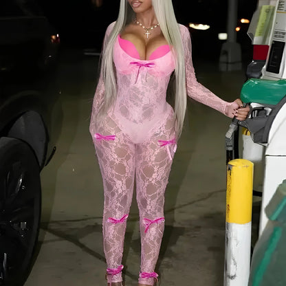 Women's see-through clubwear jumpsuit