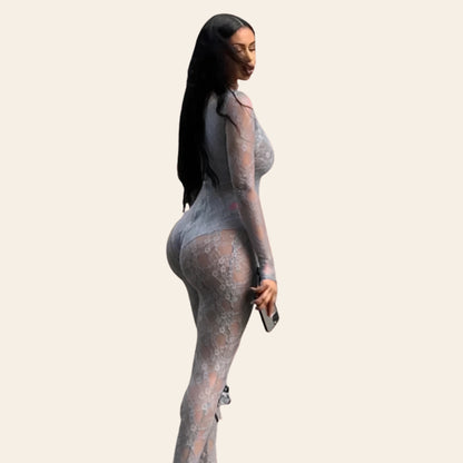 Women's see-through clubwear jumpsuit