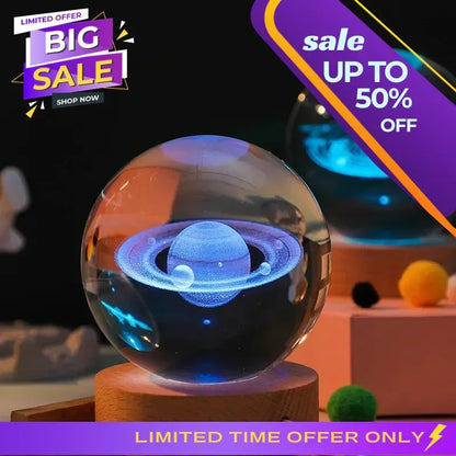Galaxy Night Light Crystal Ball Warm Light Base / 01