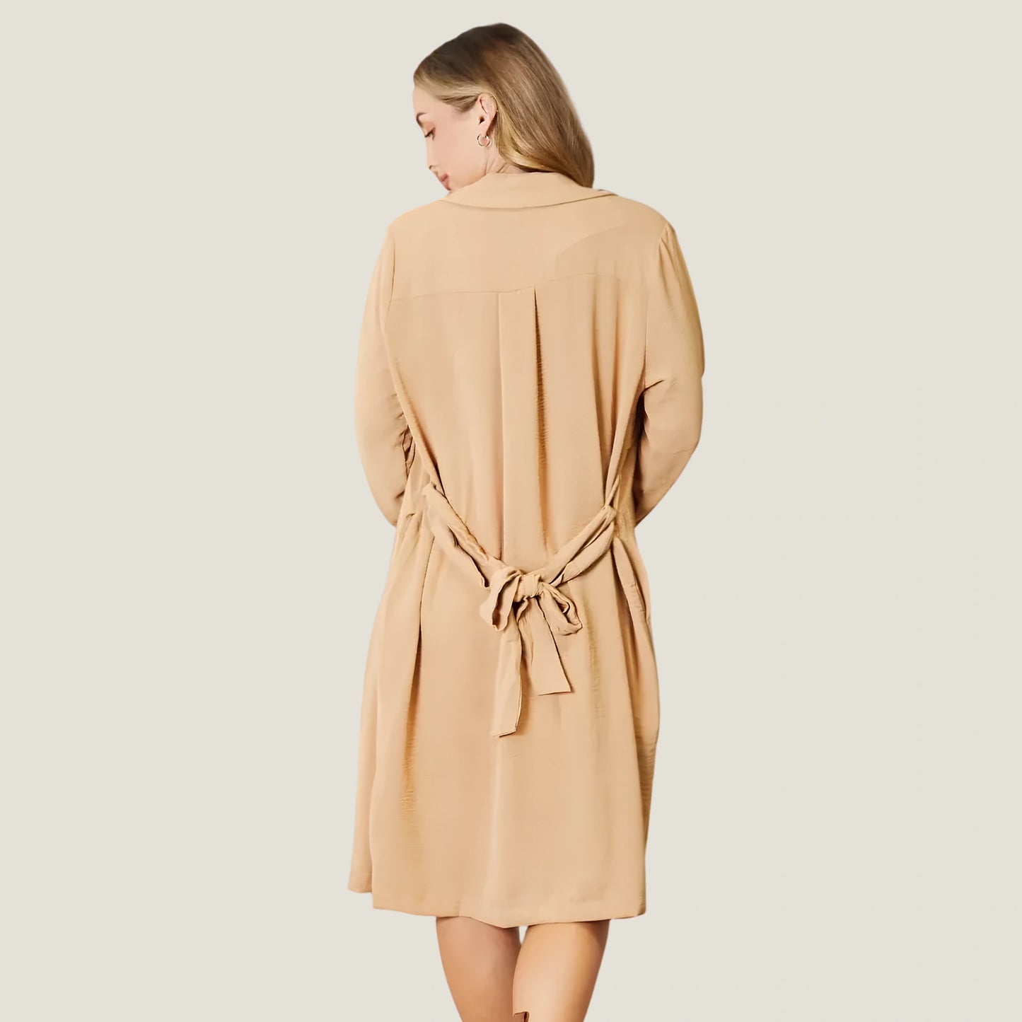 Culture Code Full-Length Trench Coat with pockets and adjustable tie waist