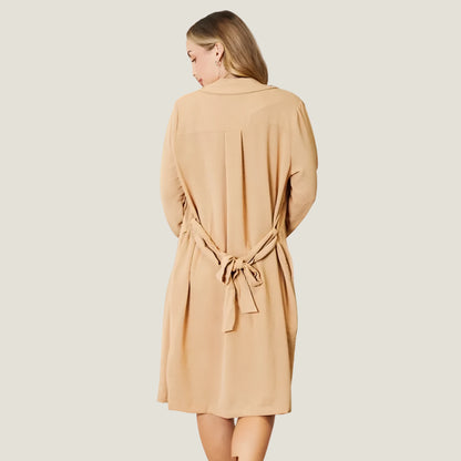 Culture Code Full-Length Trench Coat with pockets and adjustable tie waist