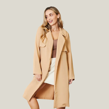 Culture Code Full-Length Trench Coat with pockets and adjustable tie waist