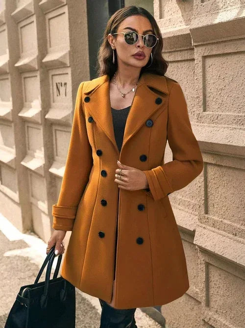 Double-Breasted Wool Blend Overcoat XL / Caramel