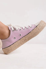 Beast Fashion Lace Up Woven Espadrille Sole Sneakers Lilac / 6