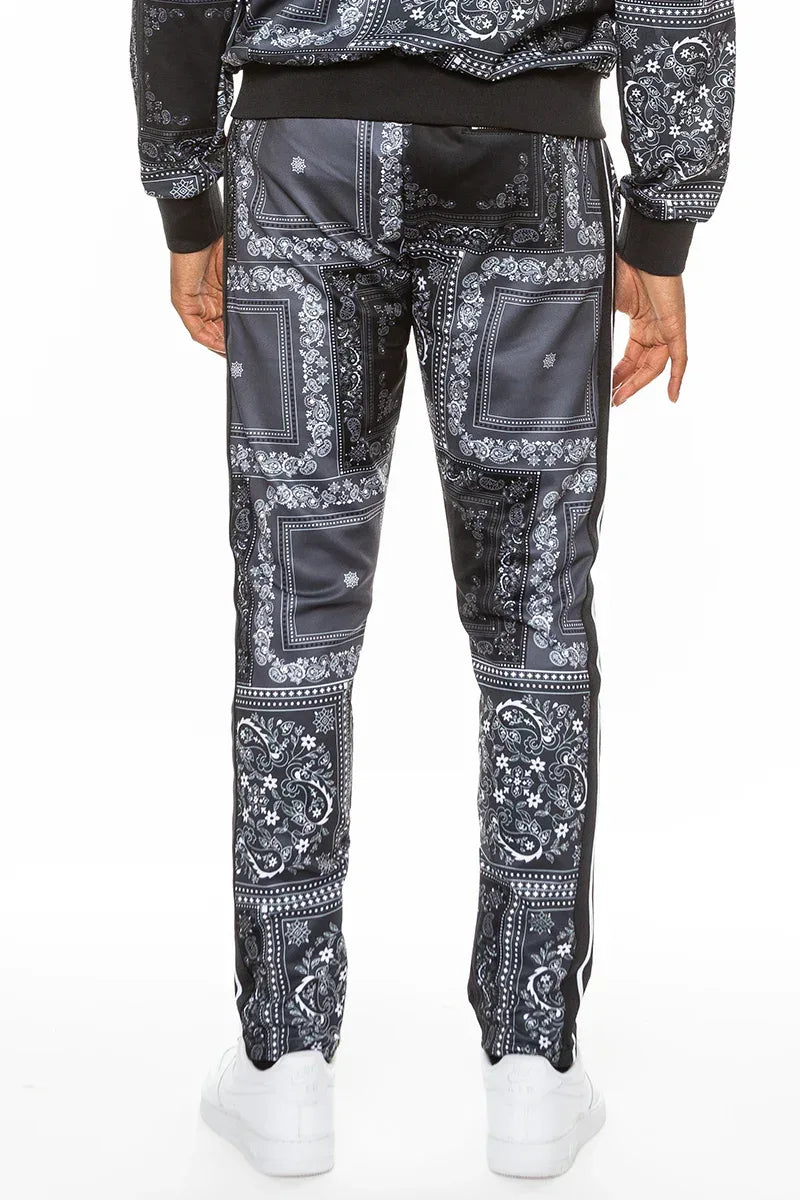 Paisley All Over Print Pants(black) XL