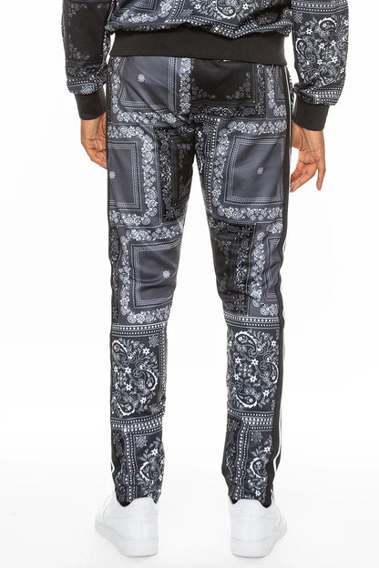 Paisley All Over Print Pants(black) XL