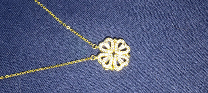 Lucky Clover- Four Leaf Heart Shape Necklace Gold Necklace