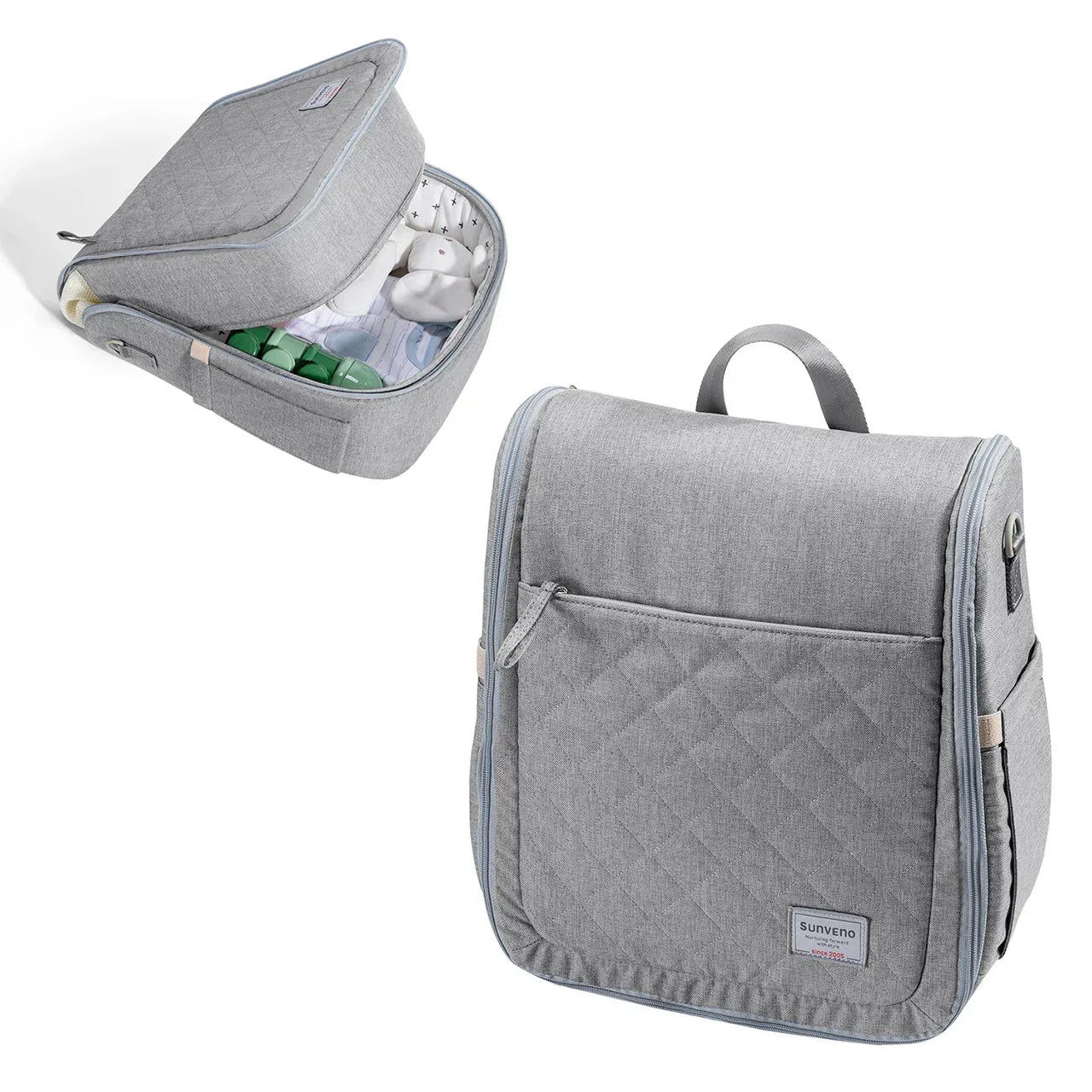 Portable Baby Diaper Bag Backpack with Changing Pad Gray