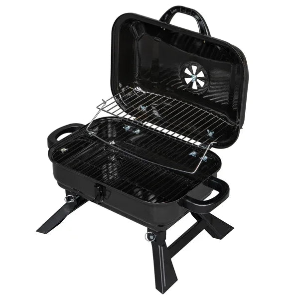 Portable Charcoal Grill BBQ and Smoker with Lid Folding Tabletop Grill Default Title