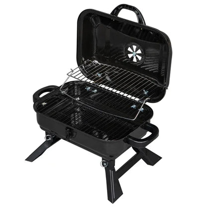 Portable Charcoal Grill BBQ and Smoker with Lid Folding Tabletop Grill Default Title