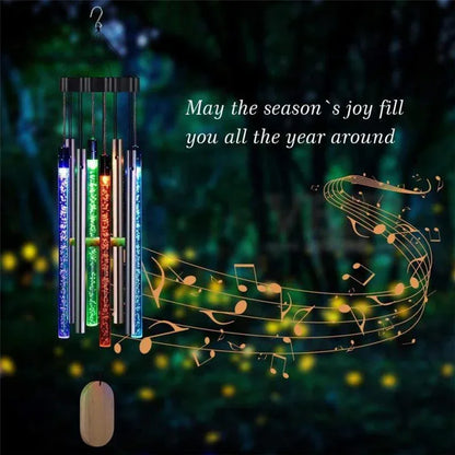 Solar Powered Musical Wind Chime Colorful Bubble Column Garden Decor Default Title