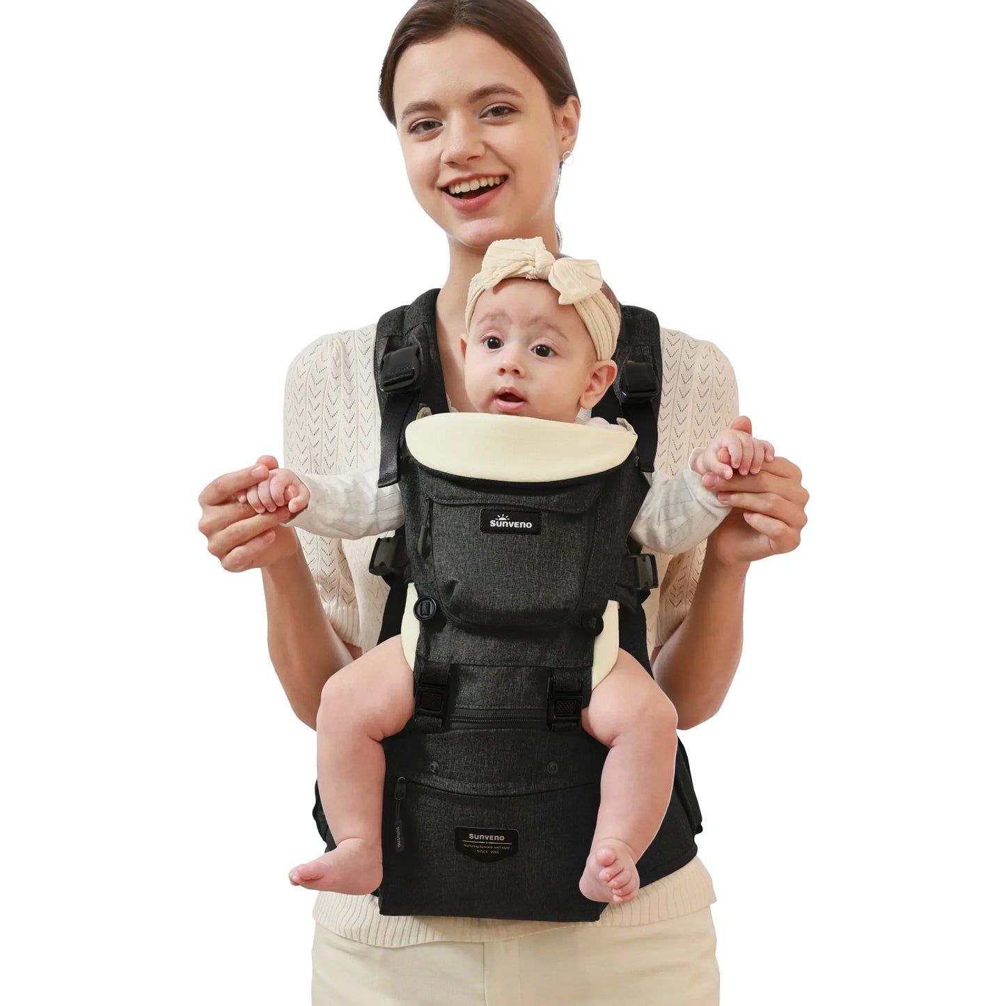 Ergonomic 3-in-1 Baby Carrier and Hipseat Grey Extension Belt