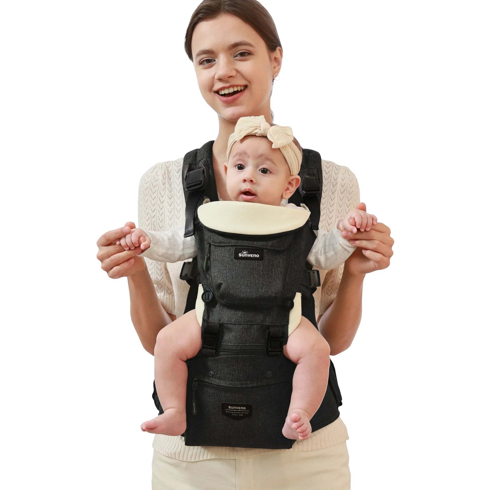 Ergonomic 3-in-1 Baby Carrier and Hipseat Grey Extension Belt