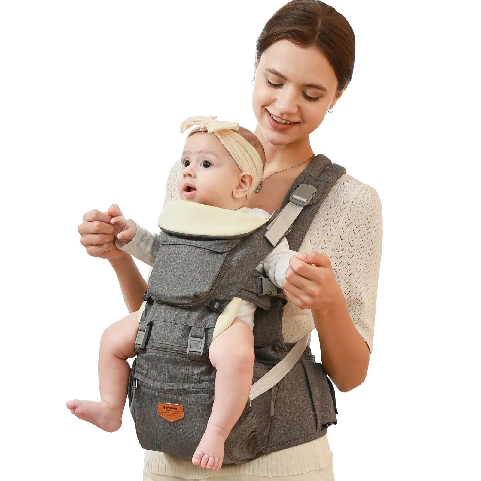 Ergonomic 3-in-1 Baby Carrier and Hipseat Grey Extension Belt