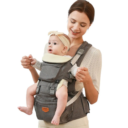 Ergonomic 3-in-1 Baby Carrier and Hipseat Grey Extension Belt