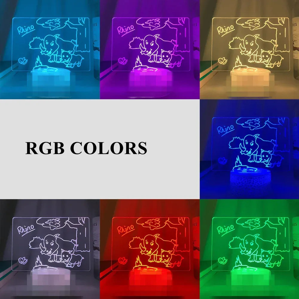 Wood Table Lamp Night Light with Message Board Girl Bedroom Decor Wire Control / RGB