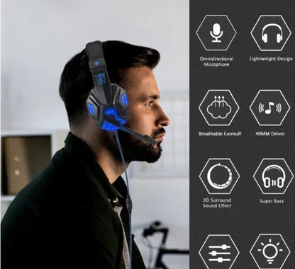 Ninja Dragon G9300 LED Gaming Headset with Microphone Blue