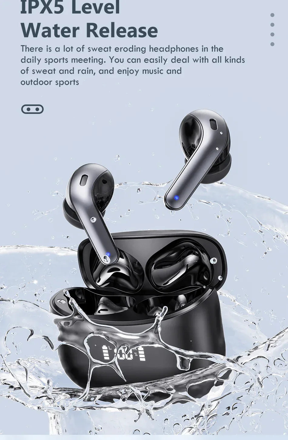 LED TWS Earbuds Bluetooth 5.0 Earphones for Huawei Iphone Black