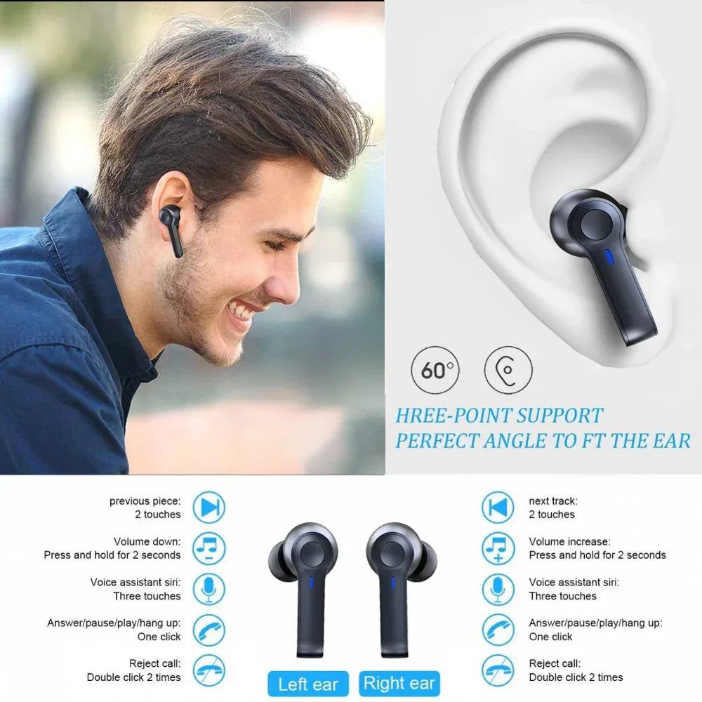 LED Display Wireless Earbuds TWS 5.0 Bluetooth Earphone Black