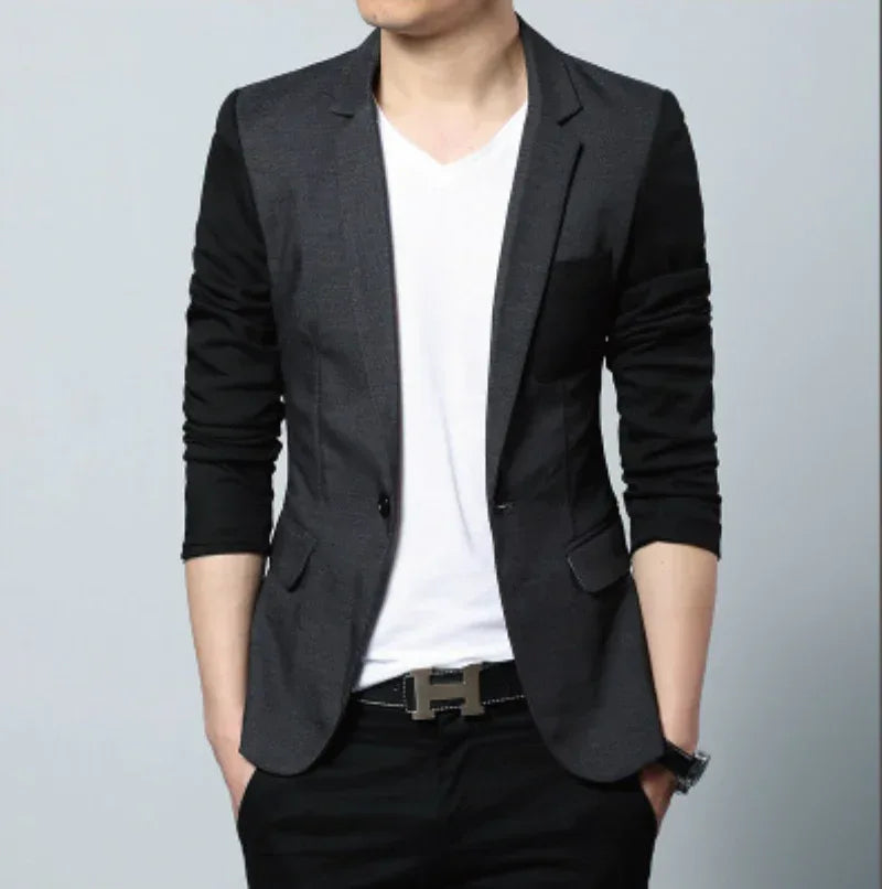 Mens Two Tone Slim Fit Casual Blazer M / Black