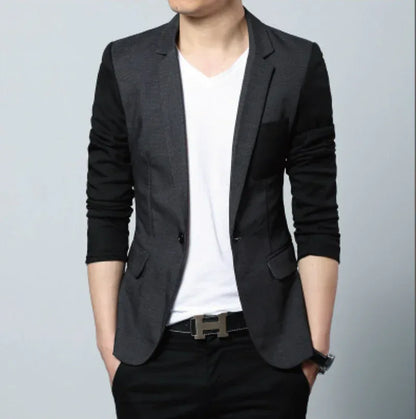 Mens Two Tone Slim Fit Casual Blazer M / Black