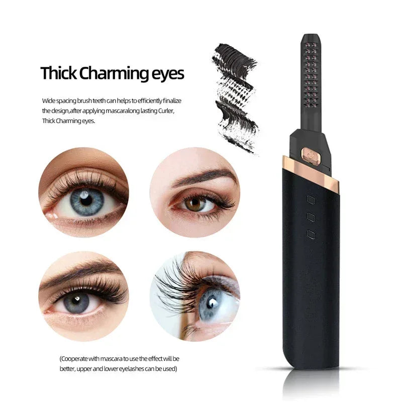 Electric Eyelash Curler Temperature Adjustable Quick Heating Eyelash Black