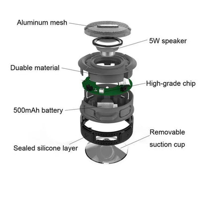 Mini Portable Waterproof Bluetooth Speaker with Suction Cup White