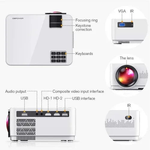 LCD Video Projector with Carrying Case HD Projector Mini Projector Default Title