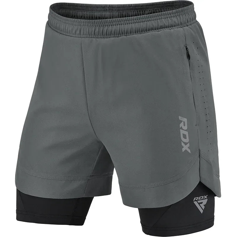 T16 2-in-1 Compression MMA Shorts 3XL / Grey Black