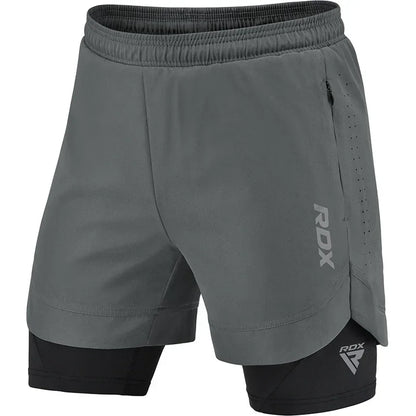T16 2-in-1 Compression MMA Shorts 3XL / Grey Black