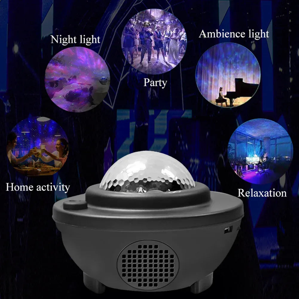 Colorful Starry Sky Galaxy Projector with Bluetooth Speaker White