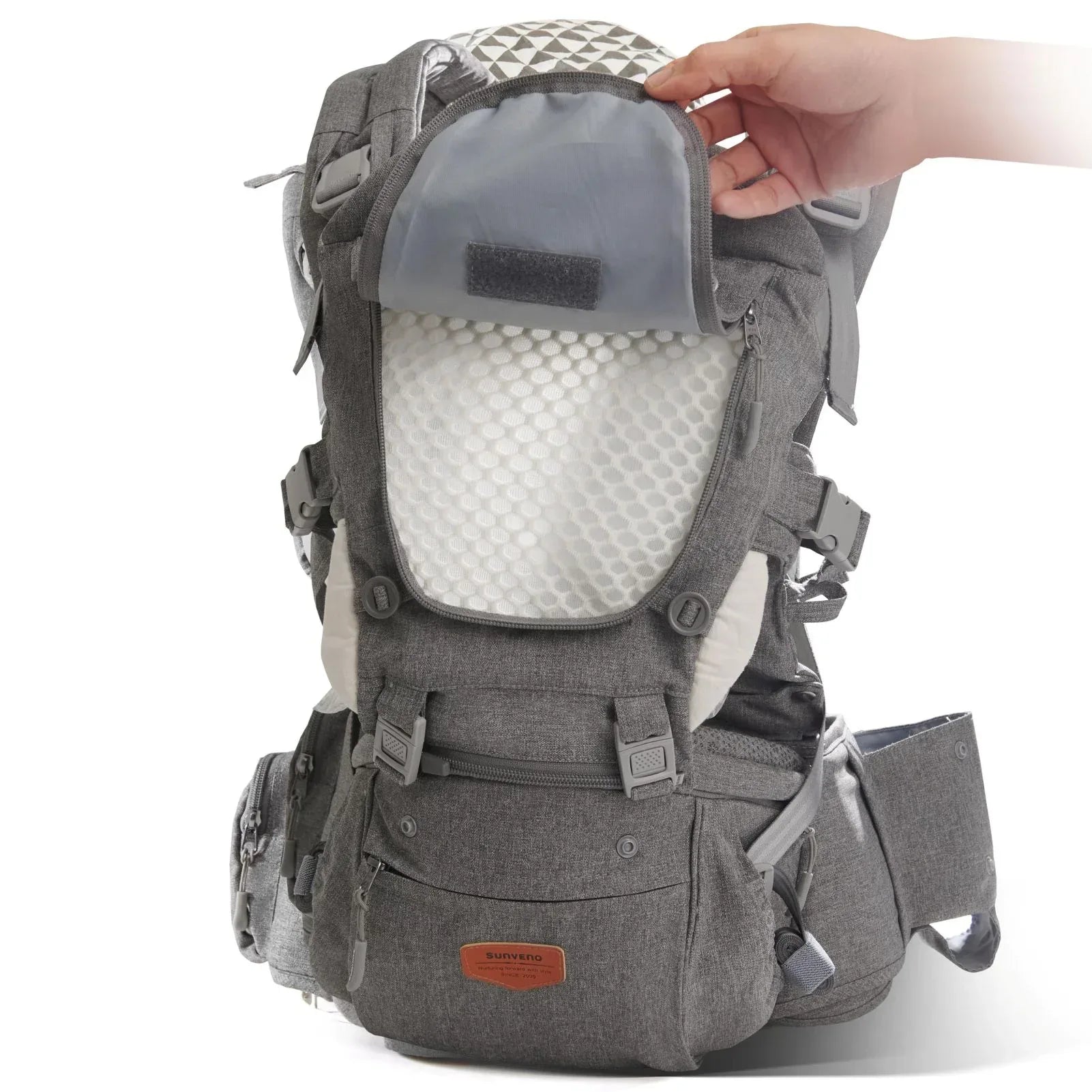Ergonomic 3-in-1 Baby Carrier and Hipseat Grey Extension Belt
