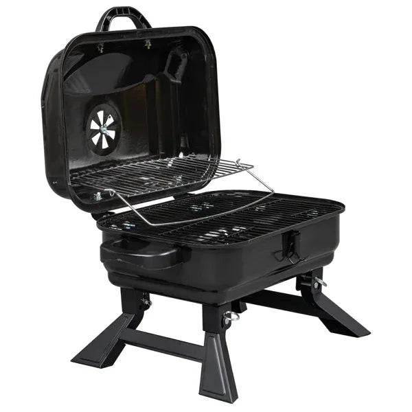 Portable Charcoal Grill BBQ and Smoker with Lid Folding Tabletop Grill Default Title