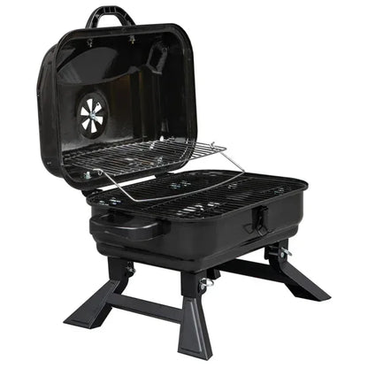 Portable Charcoal Grill BBQ and Smoker with Lid Folding Tabletop Grill Default Title