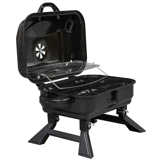 Portable Charcoal Grill BBQ and Smoker with Lid Folding Tabletop Grill Default Title