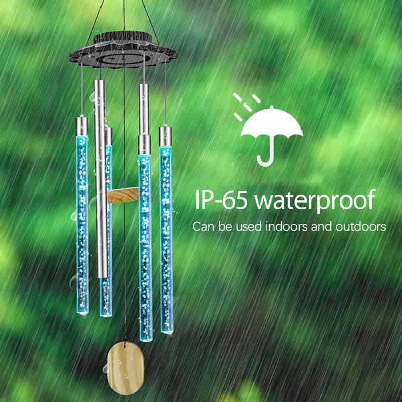 Solar Powered Musical Wind Chime Colorful Bubble Column Garden Decor Default Title