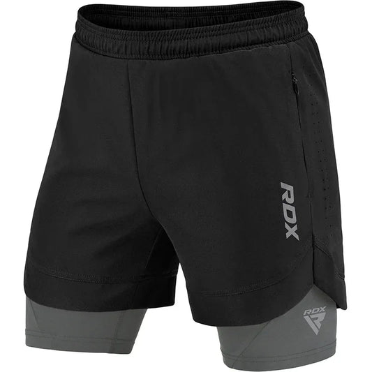 T16 2-in-1 Compression MMA Shorts S / Black Grey