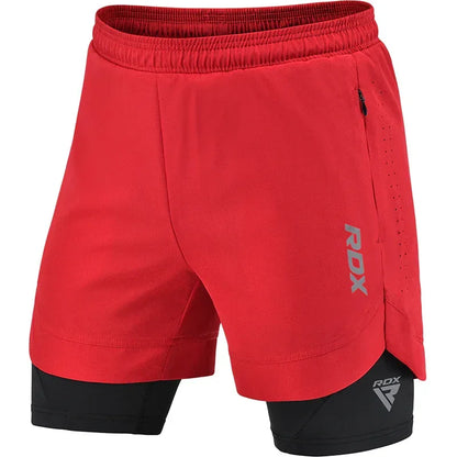 T16 2-in-1 Compression MMA Shorts S / Red Black
