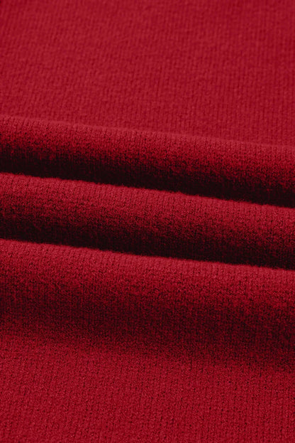 Solid Ribbed Mock Neck Sweater Dress S / Fiery Red