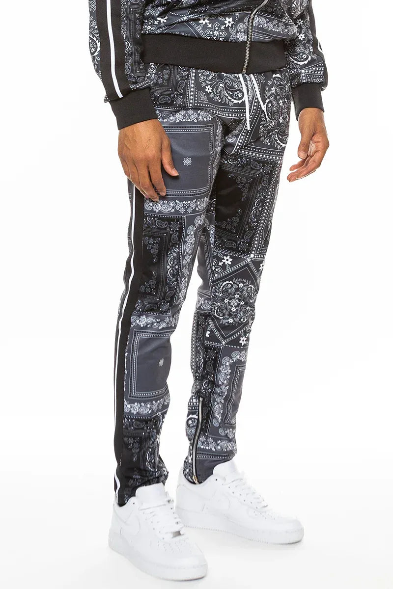 Paisley All Over Print Pants(black) XL