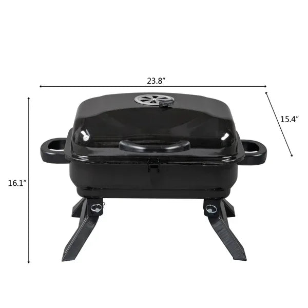 Portable Charcoal Grill BBQ and Smoker with Lid Folding Tabletop Grill Default Title