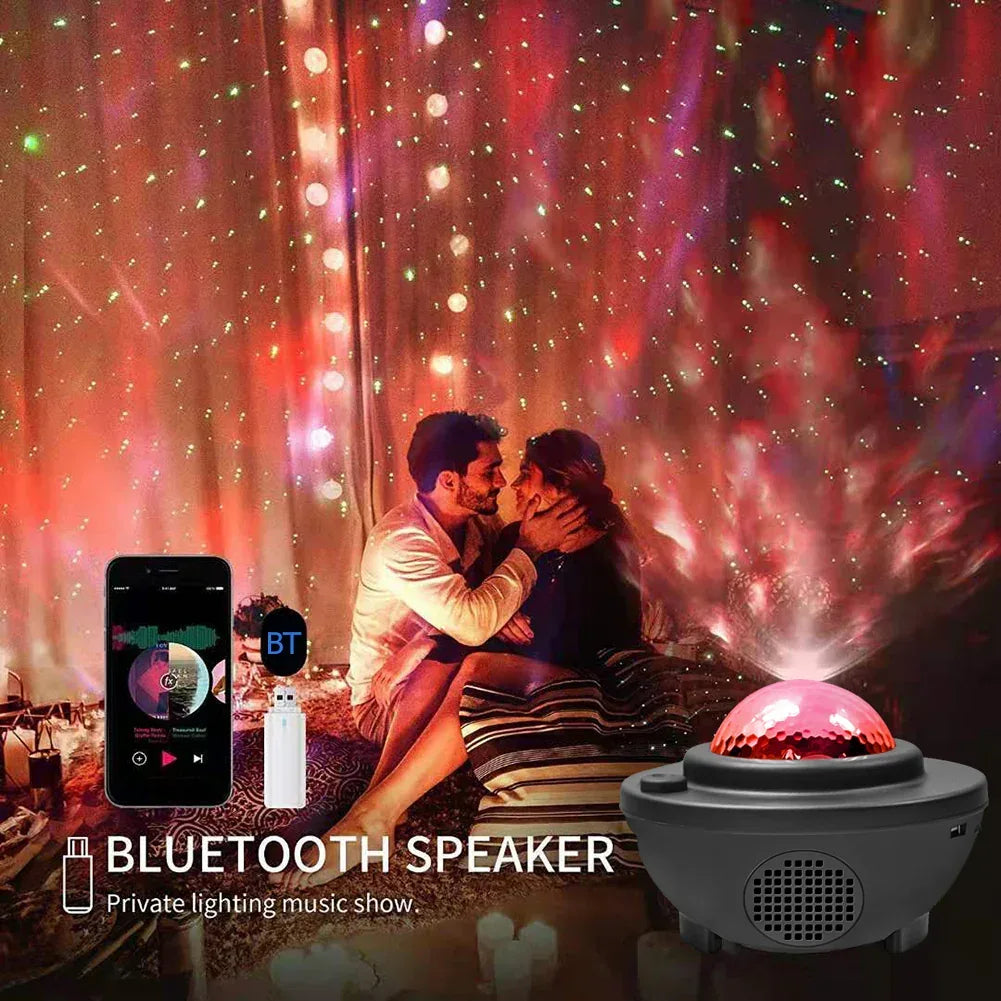 Colorful Starry Sky Galaxy Projector with Bluetooth Speaker White
