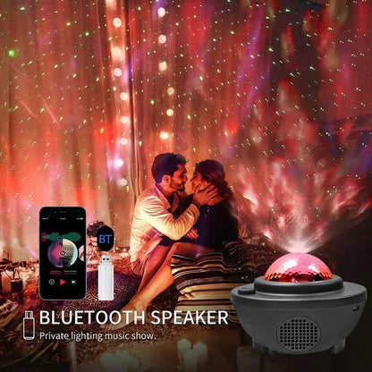 Colorful Starry Sky Galaxy Projector with Bluetooth Speaker White