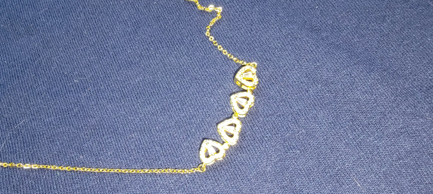 Lucky Clover- Four Leaf Heart Shape Necklace Gold Necklace