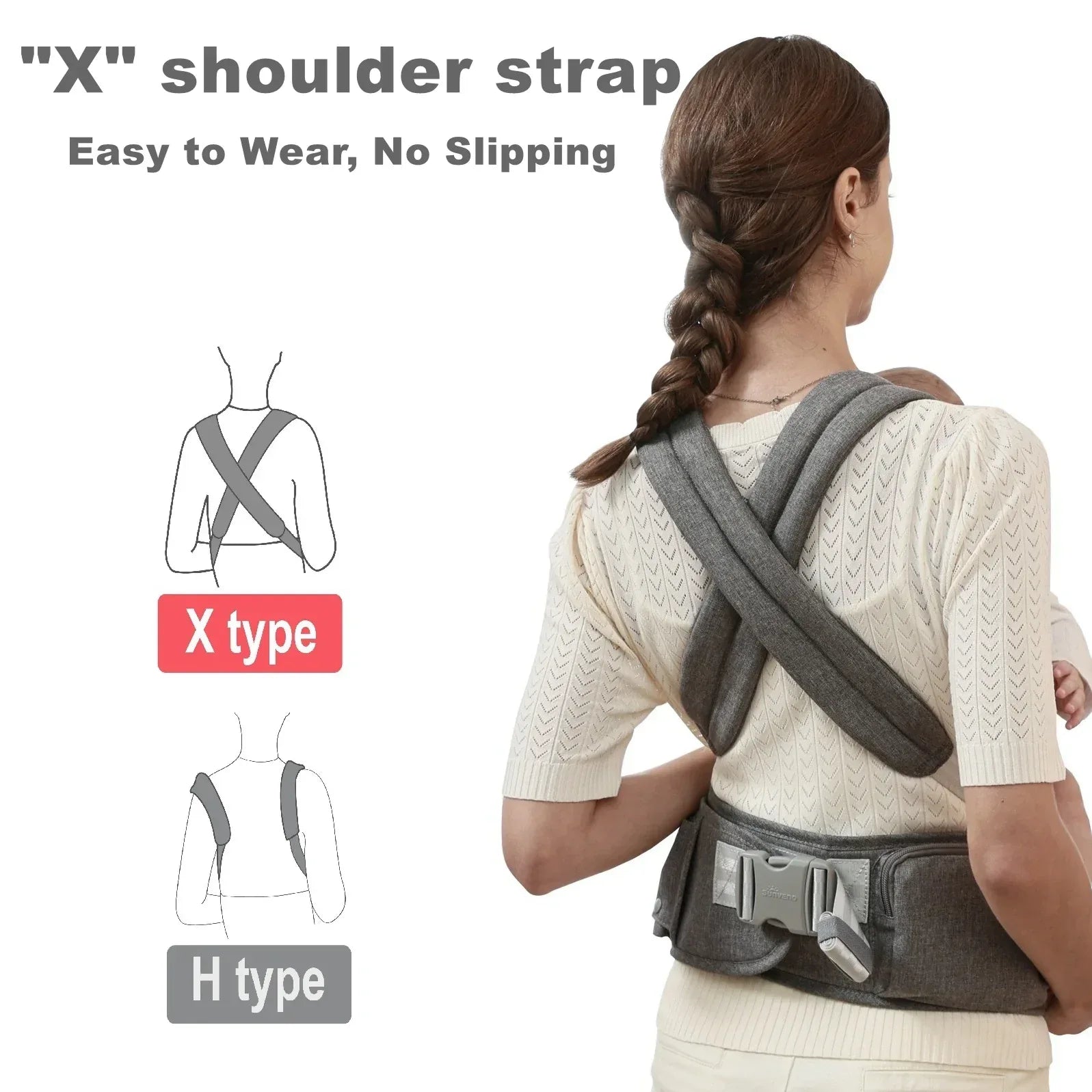 Ergonomic 3-in-1 Baby Carrier and Hipseat Grey Extension Belt