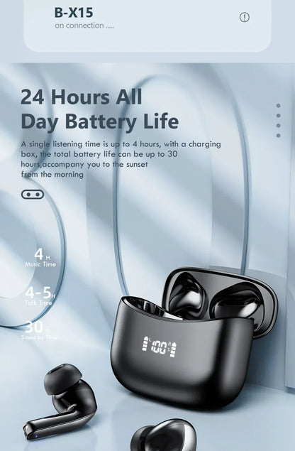 LED TWS Earbuds Bluetooth 5.0 Earphones for Huawei Iphone Black